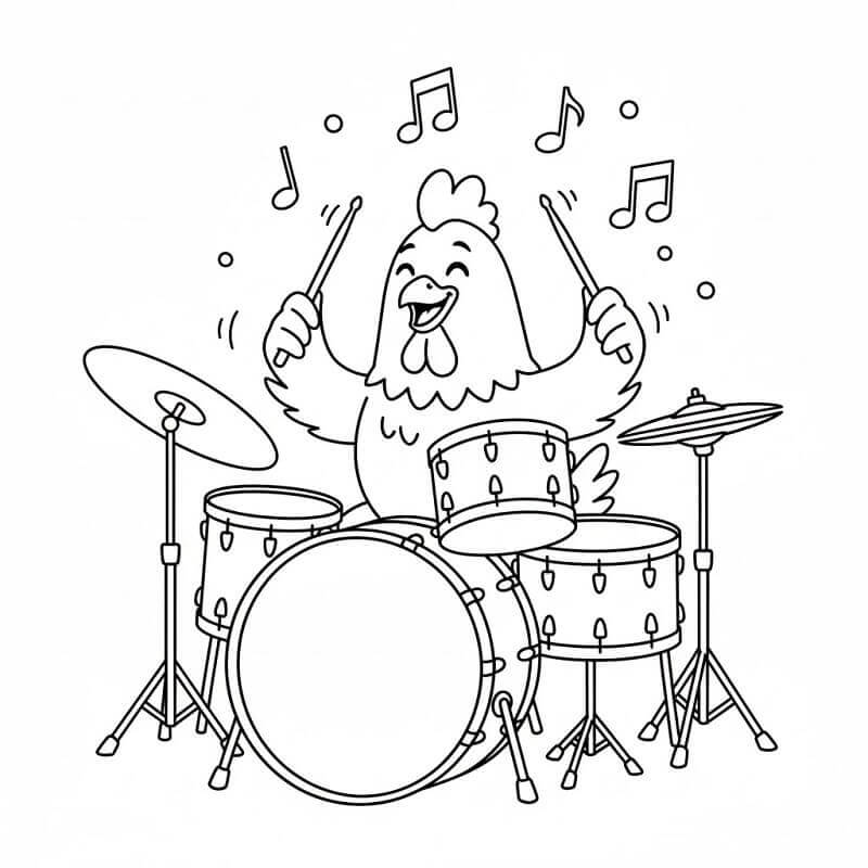 Kylling som Spiller Trommer fargelegging