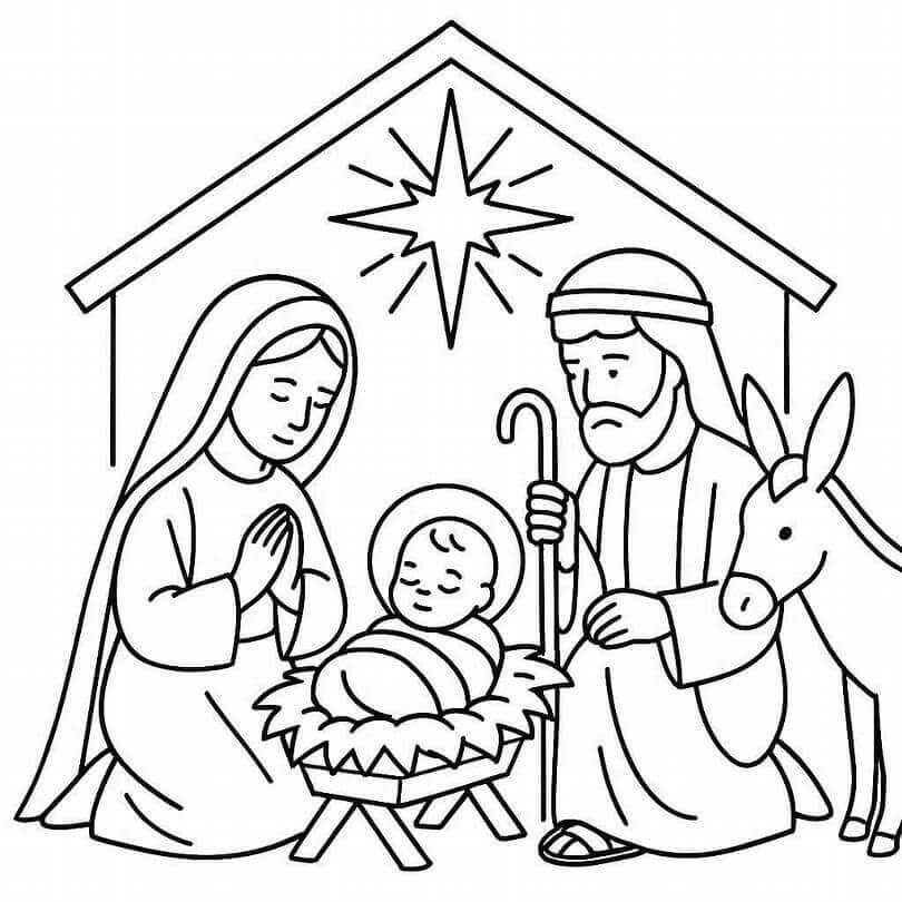 Lett Julekrybbe fargelegging