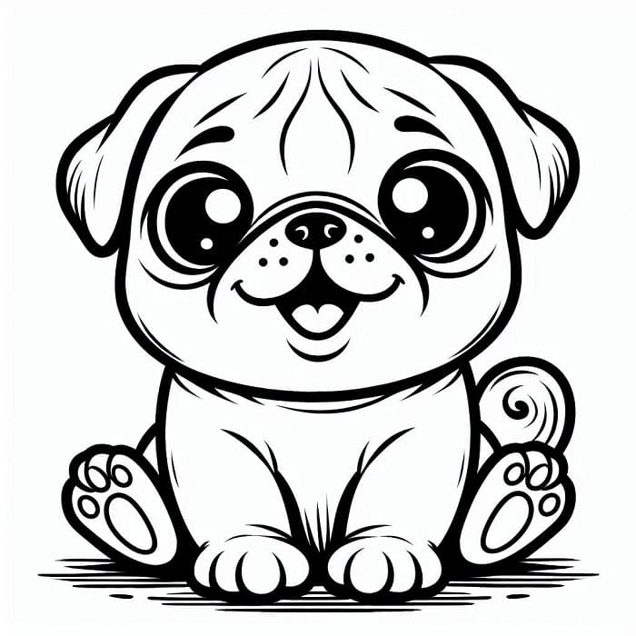 Mops Utskriftbar fargelegging