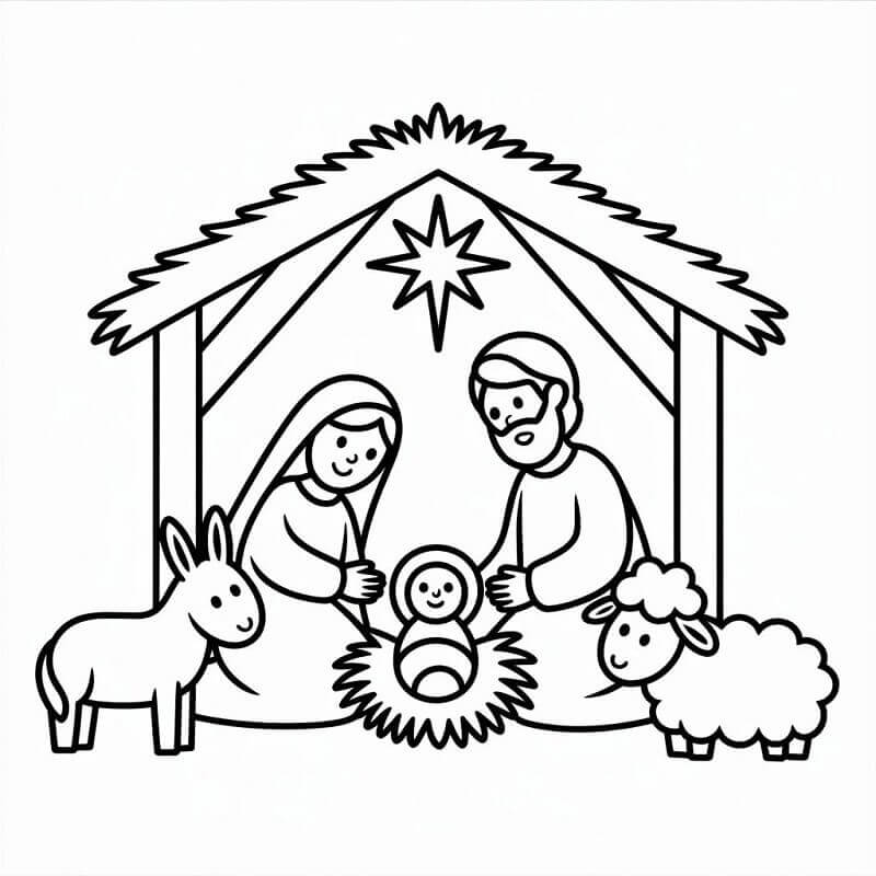 Nydelig Julekrybbe fargelegging