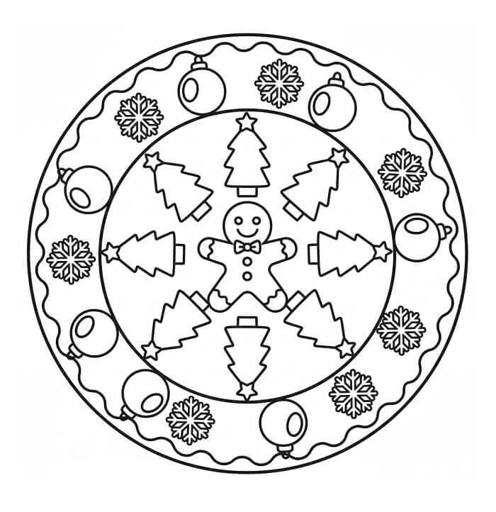 Nydelig Julemandala fargelegging