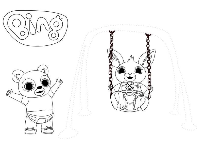 Pando og Bing Kanin fargelegging