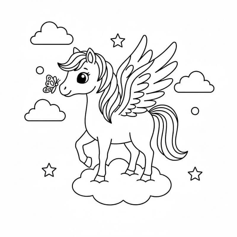 Pegasus og Sommerfugl fargelegging