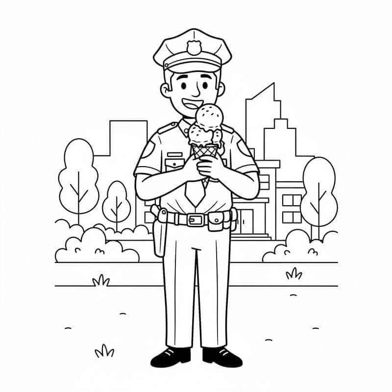 Politibetjent med Is fargelegging