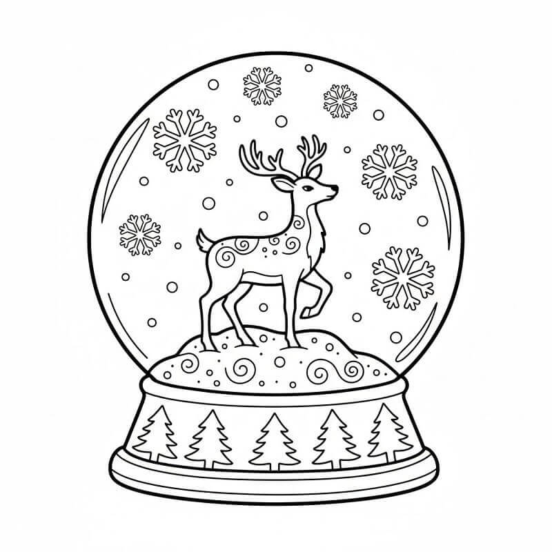 Reinsdyr i Snøkule fargelegging