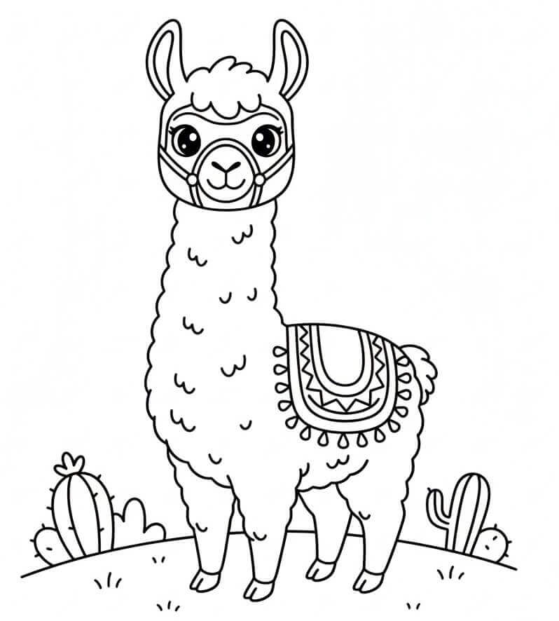 Søt Lama fargelegging