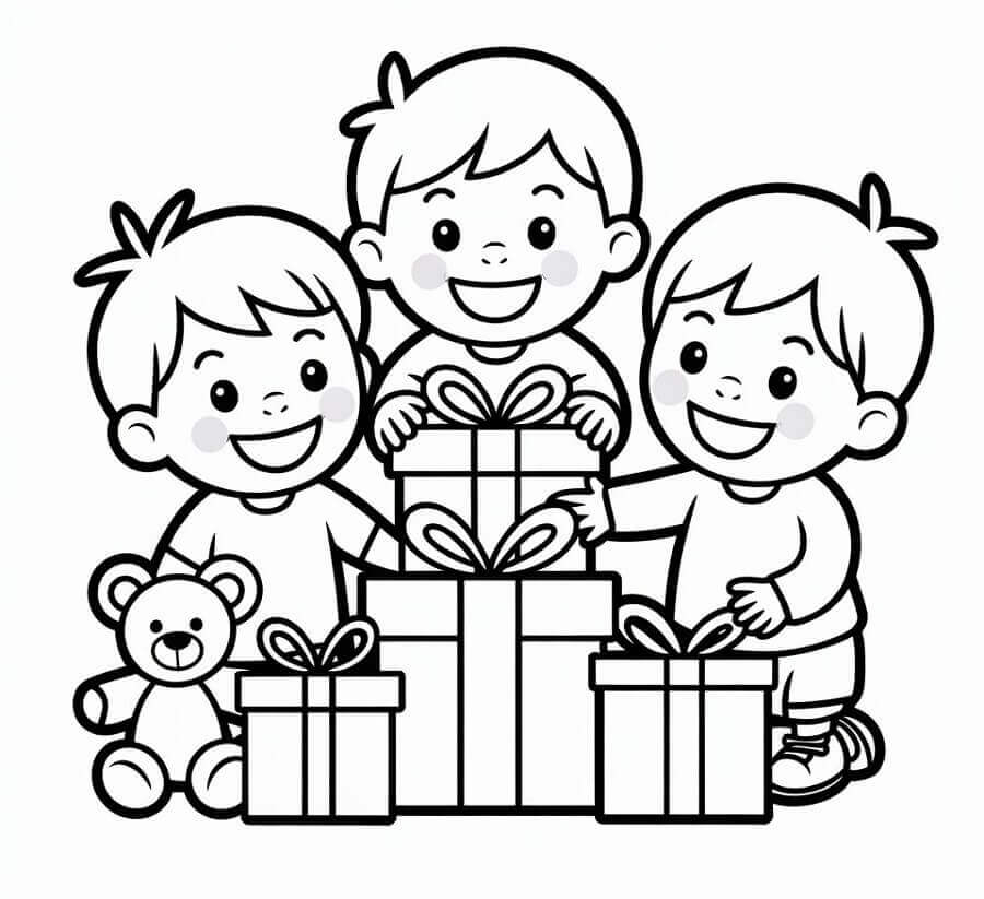 Søte Gutter og Julegaver fargelegging