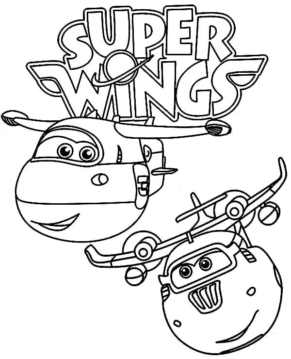 Super Wings Jett og Donnie fargelegging