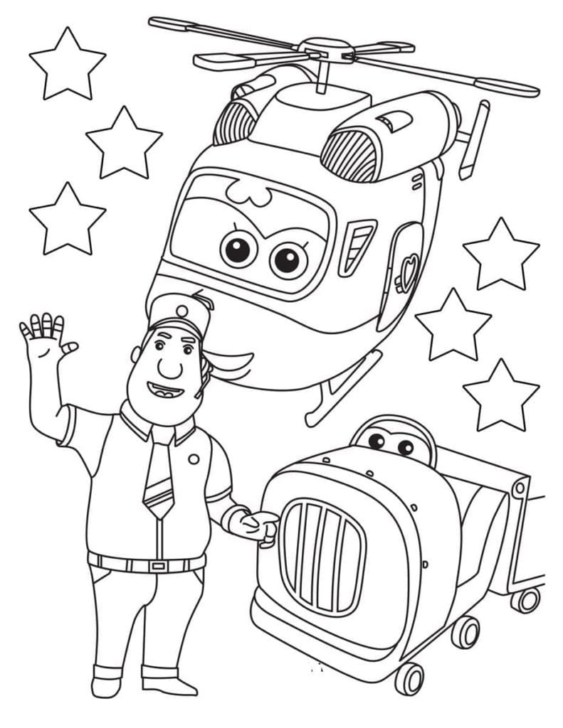 Super Wings Karakterer fargelegging