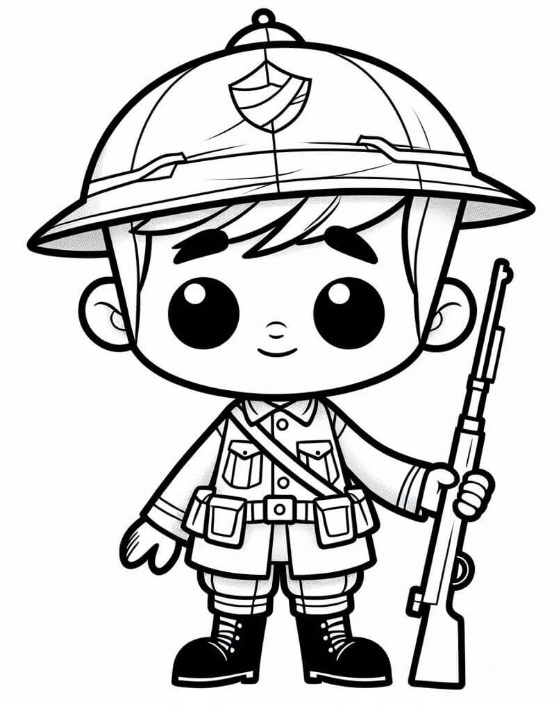 Tegneserie Soldat fargelegging