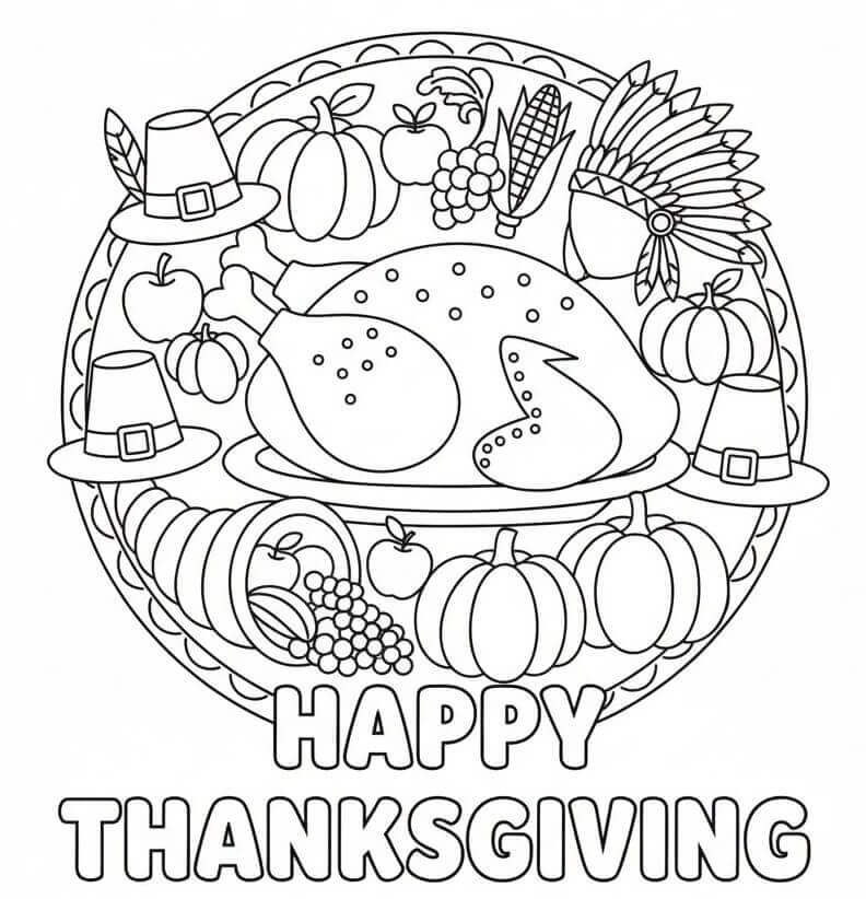 Thanksgiving å Skrive ut fargelegging