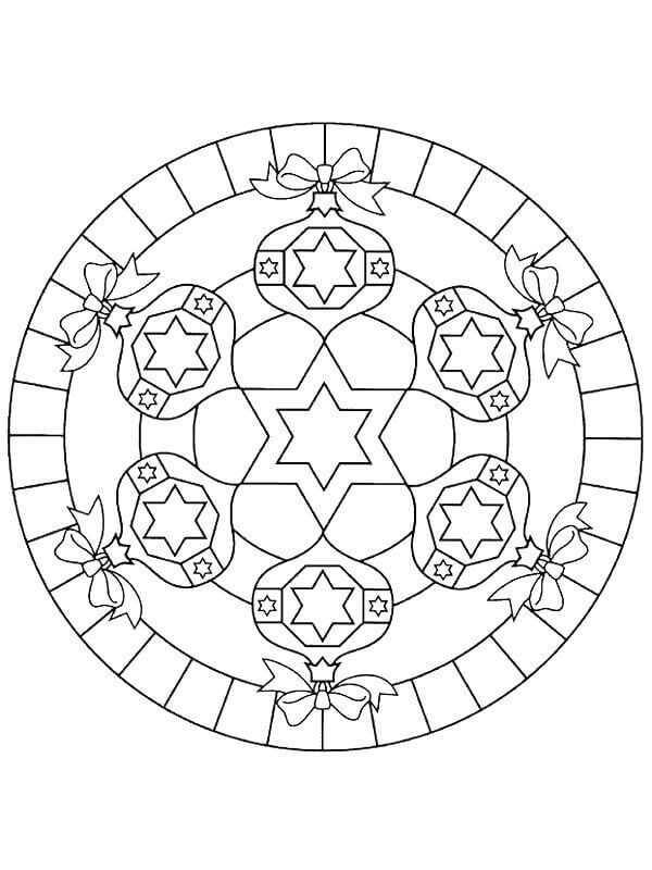 Utskriftbar Julemandala for Barn fargelegging