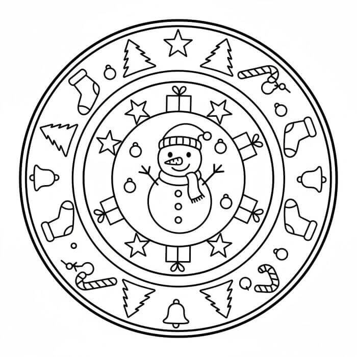 Utskriftbar Julemandala fargelegging