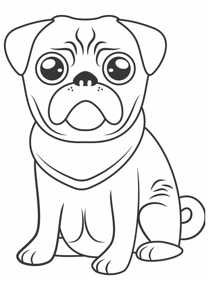 Utskriftbart Bilde Mops fargelegging