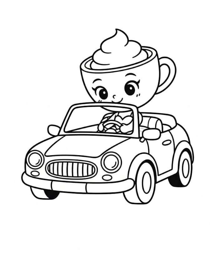 Ballerina cappuccina som kjører bil fargelegging