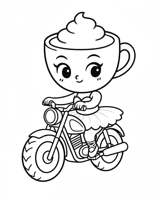 Ballerina cappuccina som kjører motorsykkel fargelegging