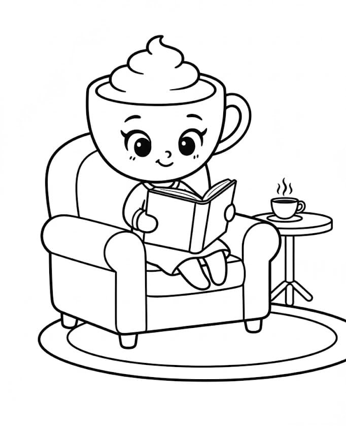 Ballerina cappuccina som leser fargelegging