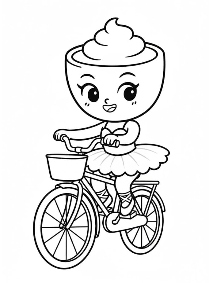 Ballerina cappuccina som sykler fargelegging