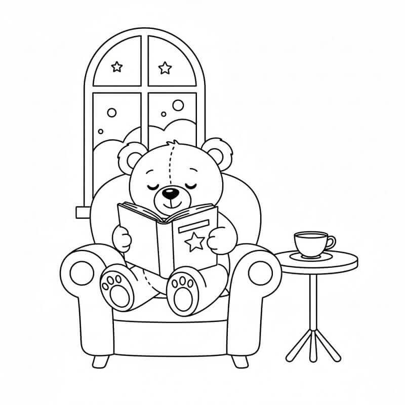 Bamse Leser Bok fargelegging