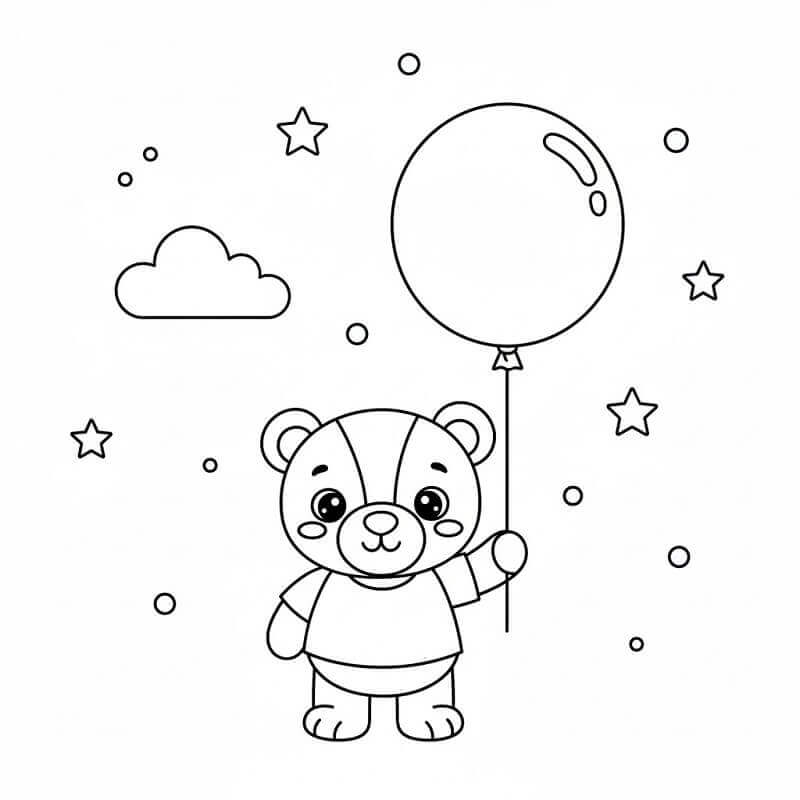 Bamse med Ballong fargelegging