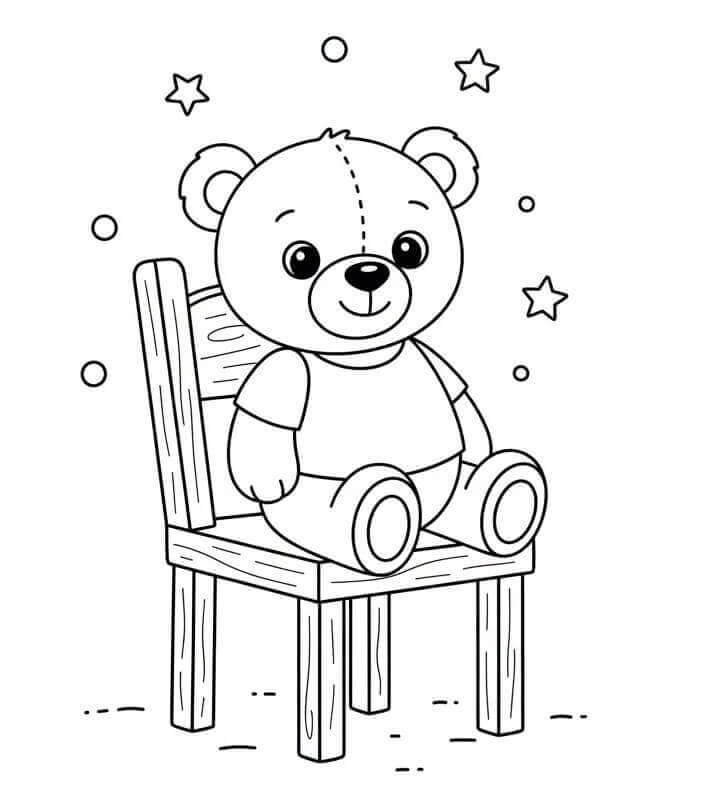 Bamse på Stol fargelegging