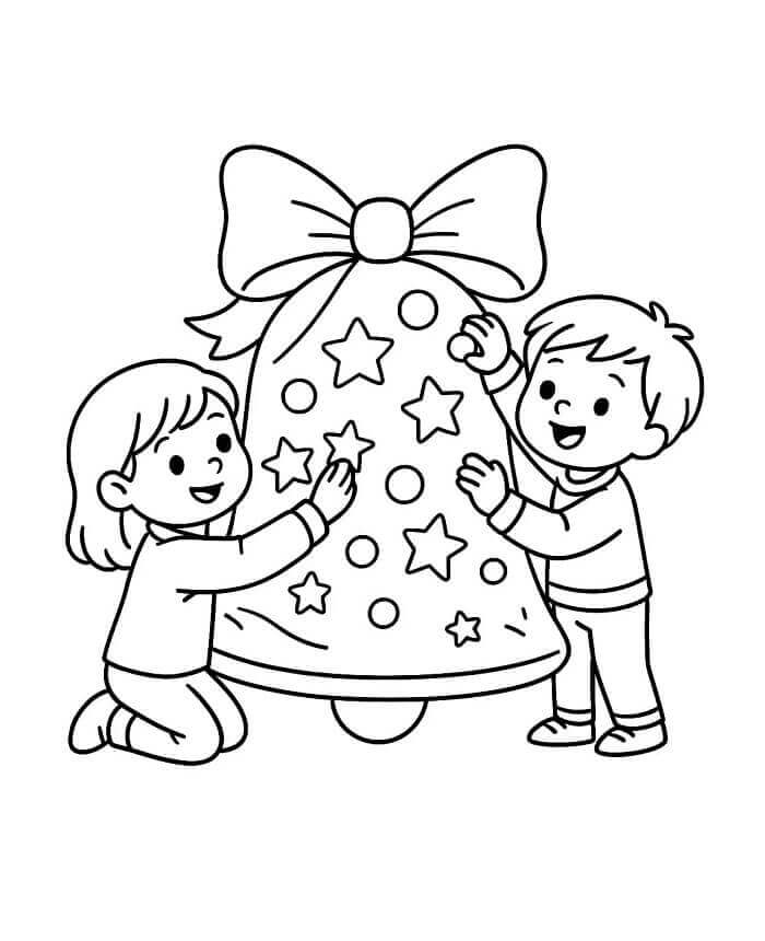 Barn og Juleklokke fargelegging
