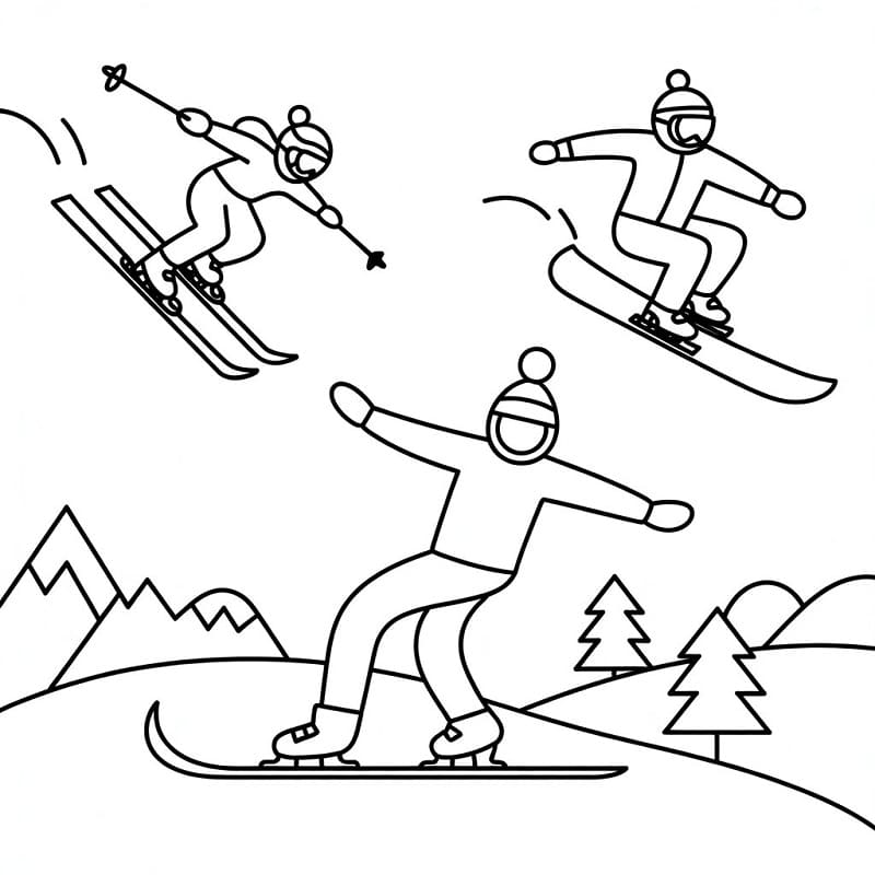 Bilder av vintersporter fargelegging