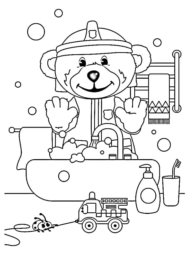 Brannbamsen Bjørnis (3) fargelegging