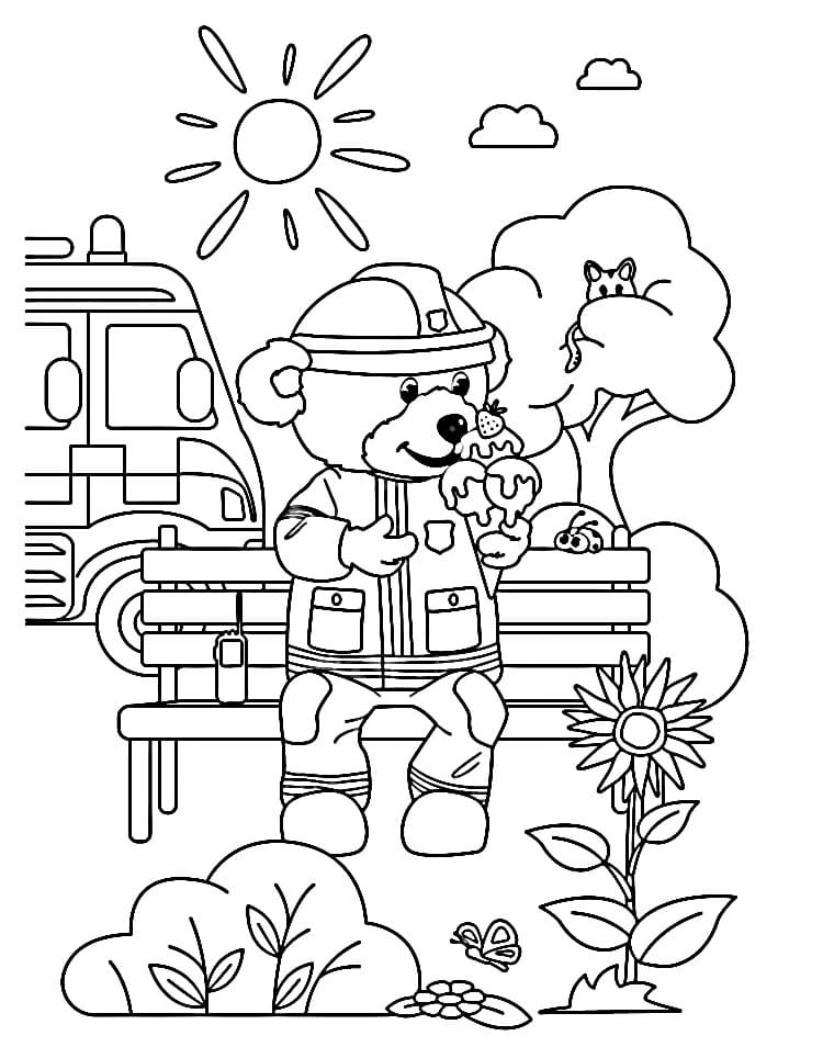 Brannbamsen Bjørnis (5) fargelegging