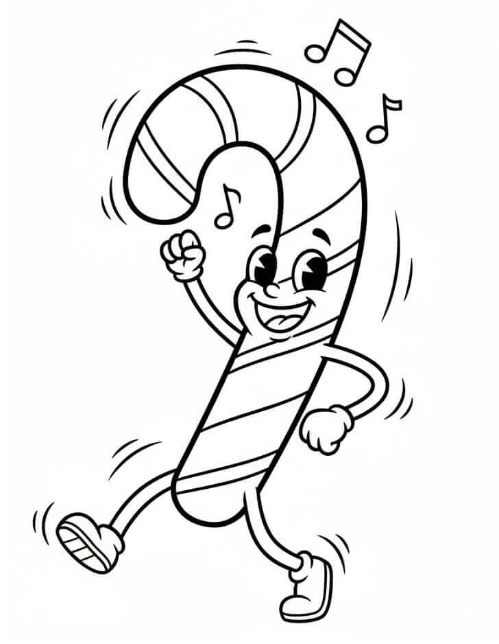 Dansende Sukkerstang Tegneserie fargelegging