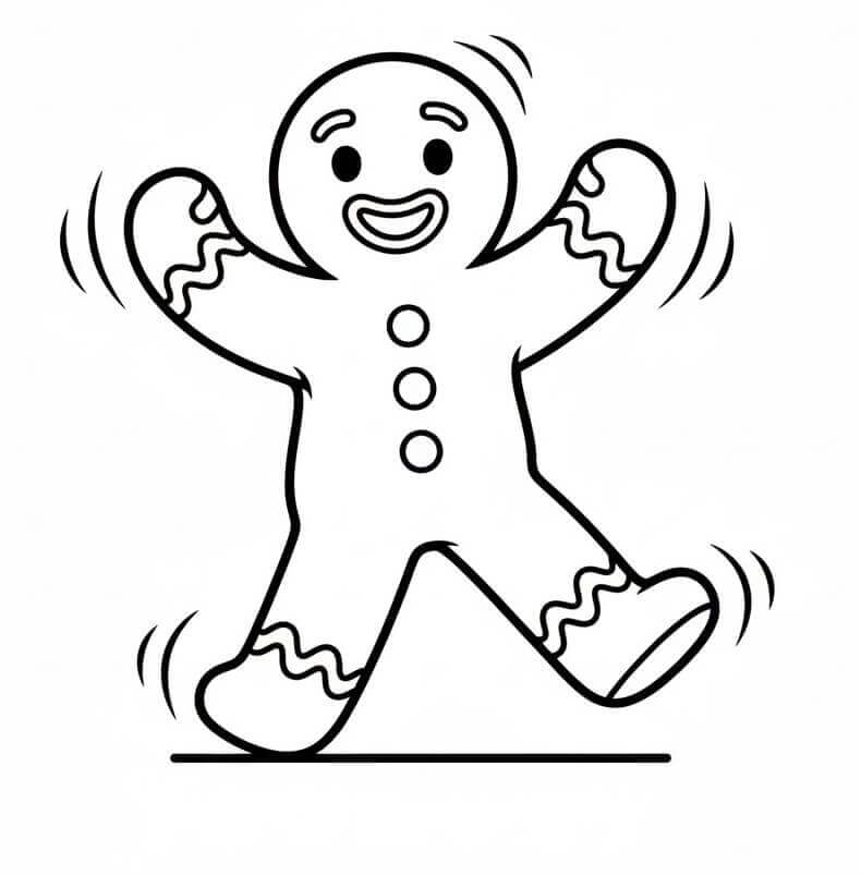 Dansende pepperkakemann fargelegging