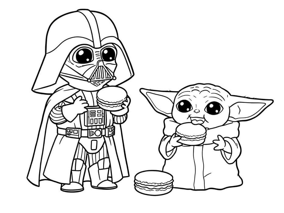 Darth Vader og Baby Yoda fargelegging