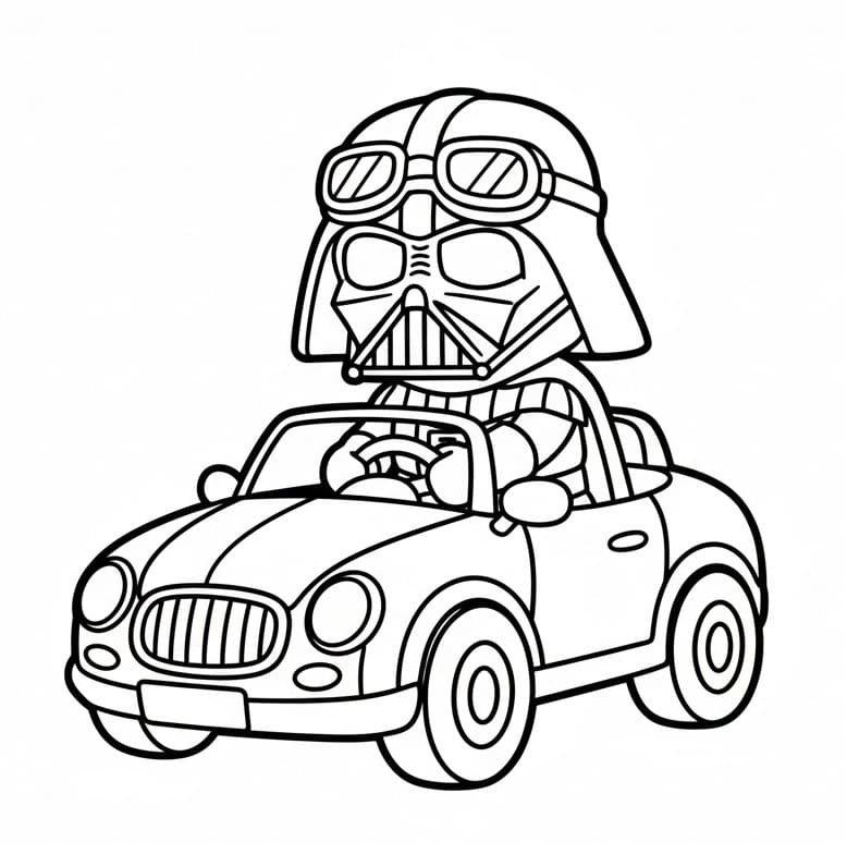 Darth Vader som kjører bil fargelegging