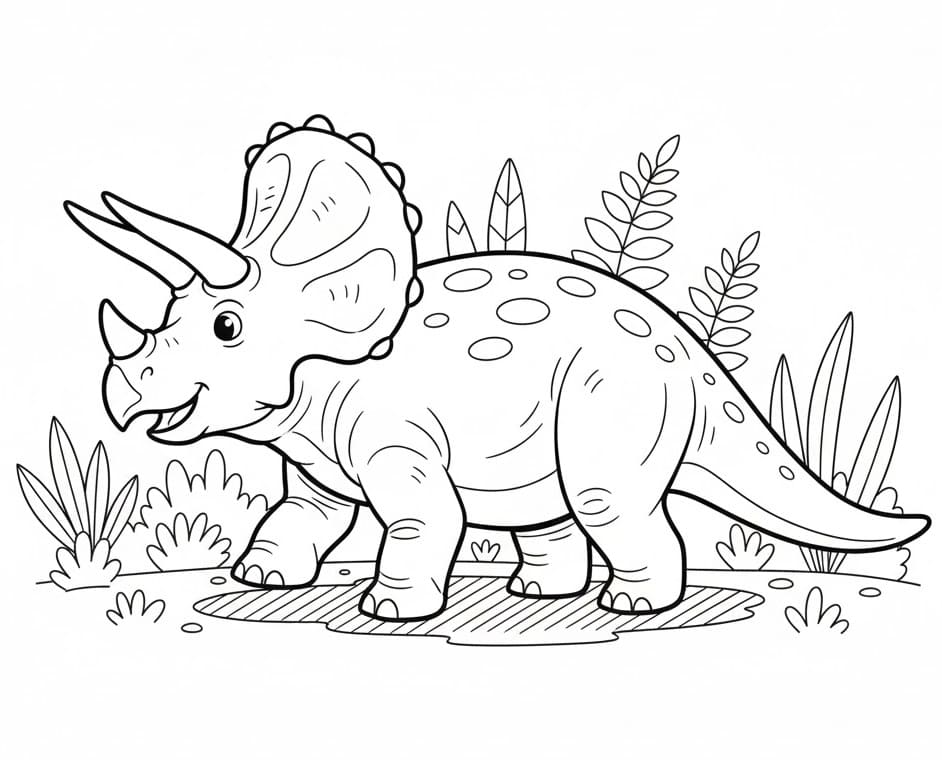 Dinosauren Triceratops fargelegging
