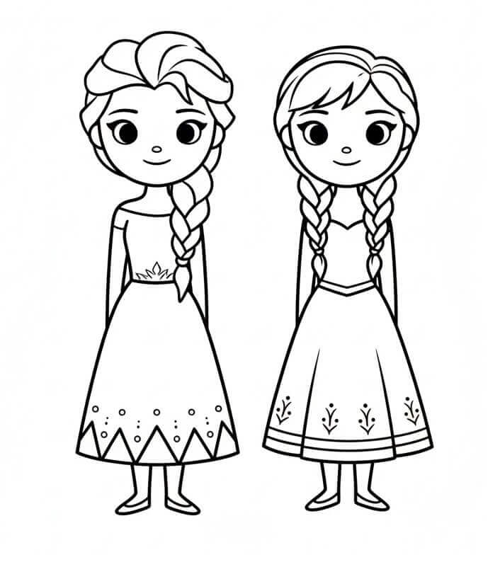 Elsa og Anna Frost fargelegging