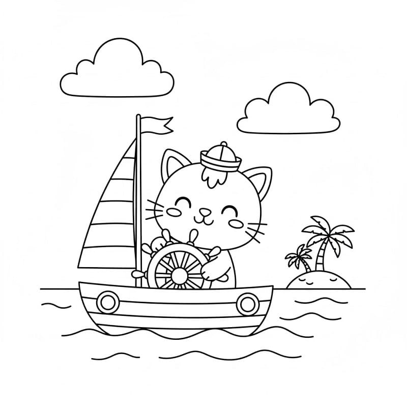 Enkel Seilbåt fargelegging