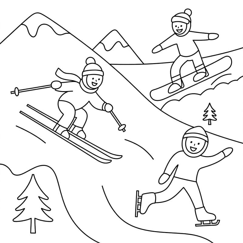 Enkle vintersporter fargelegging