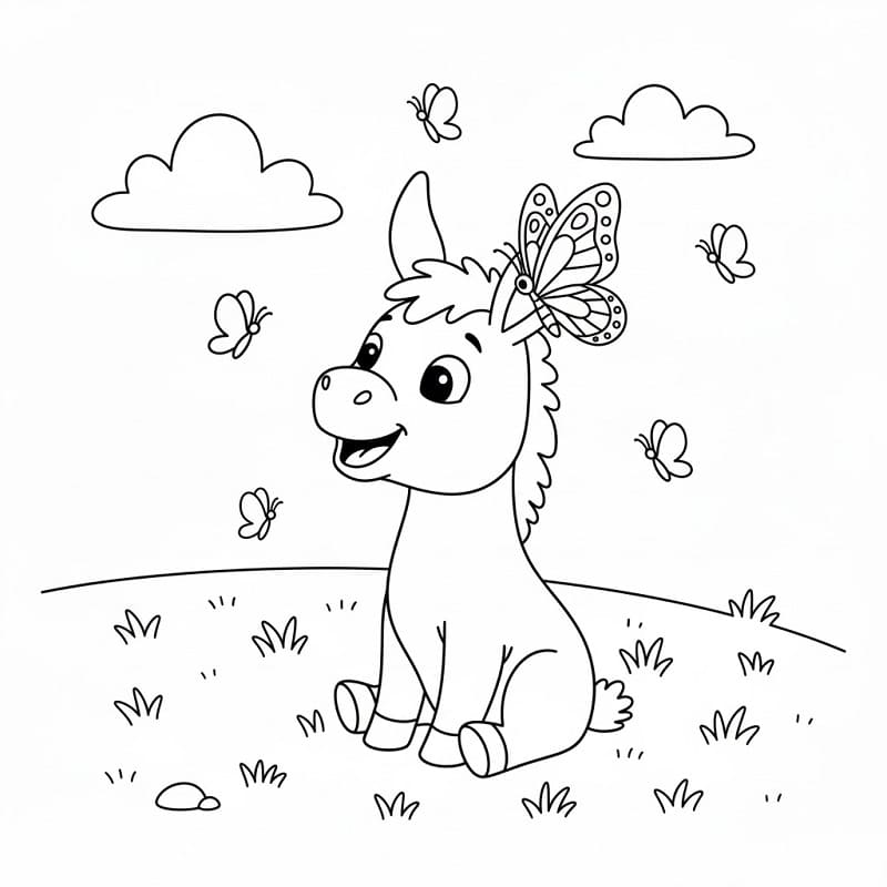 Esel og sommerfugler fargelegging