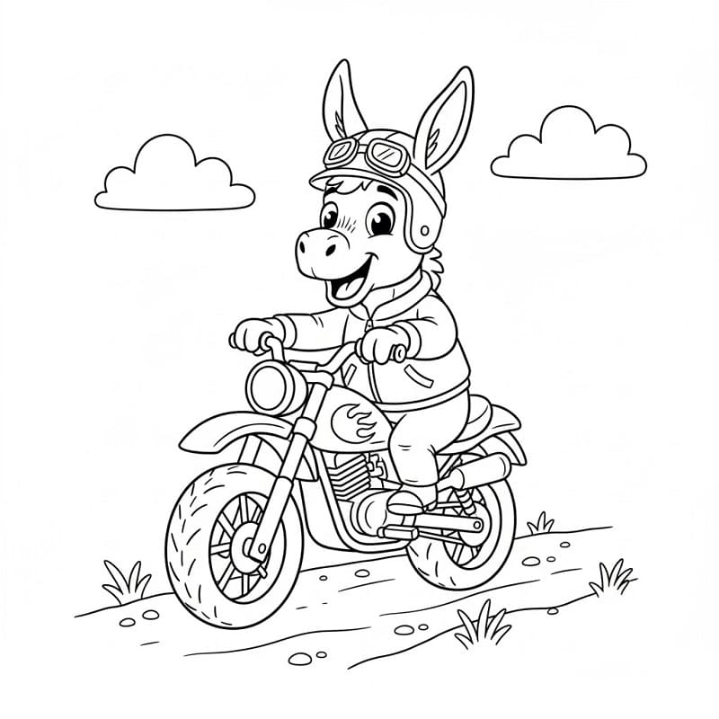 Esel på motorsykkel fargelegging