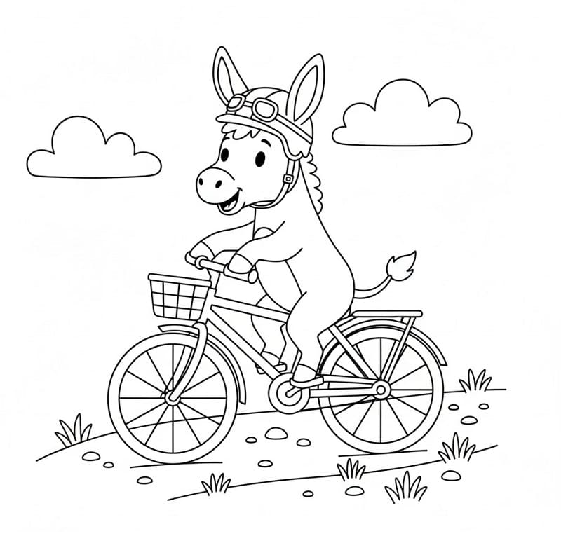 Esel på sykkel fargelegging