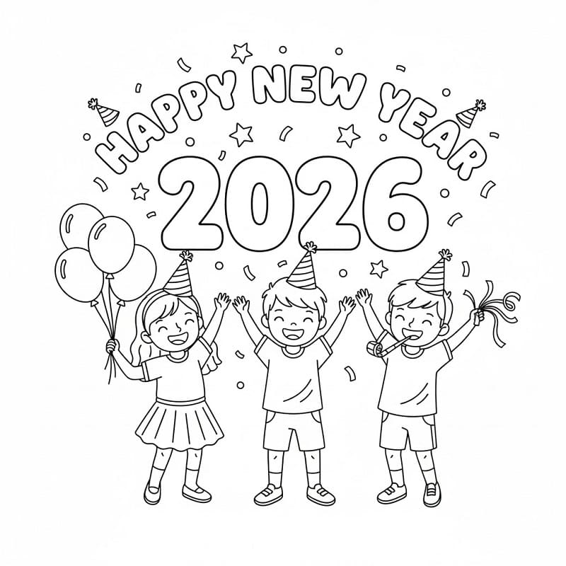 Fantastisk godt nyttår 2026 fargelegging