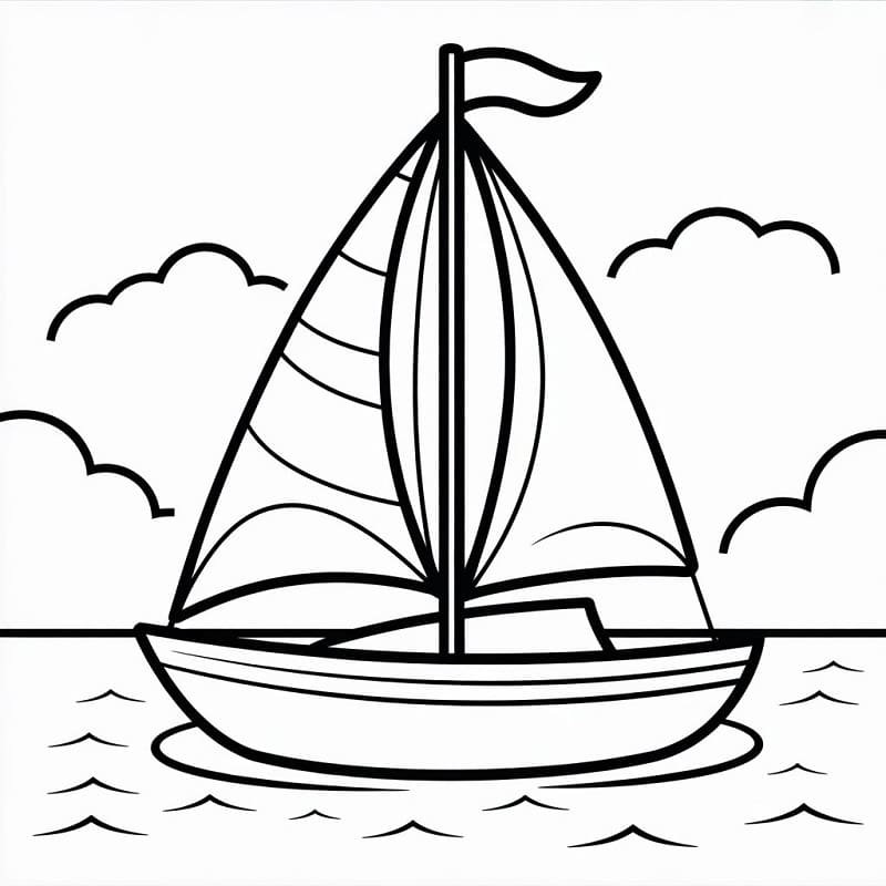 Fin Seilbåt fargelegging