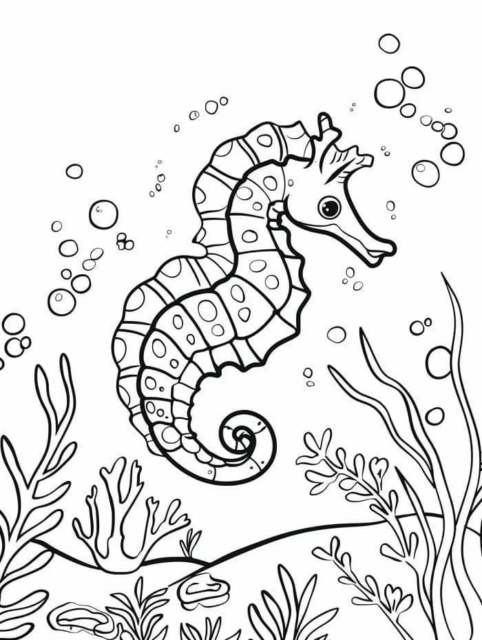 Glad Sjøhest fargelegging