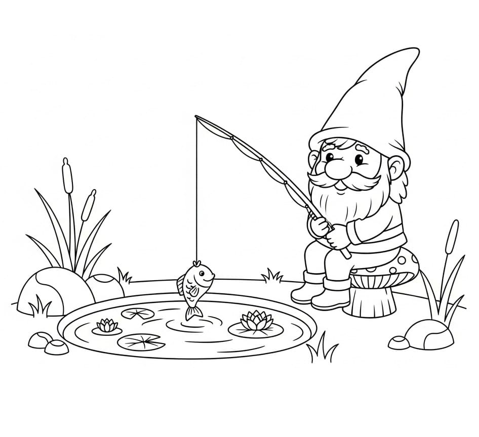 Gnom fisker fargelegging