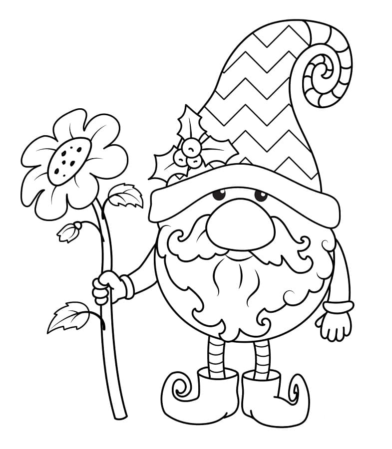 Gnom med blomst fargelegging