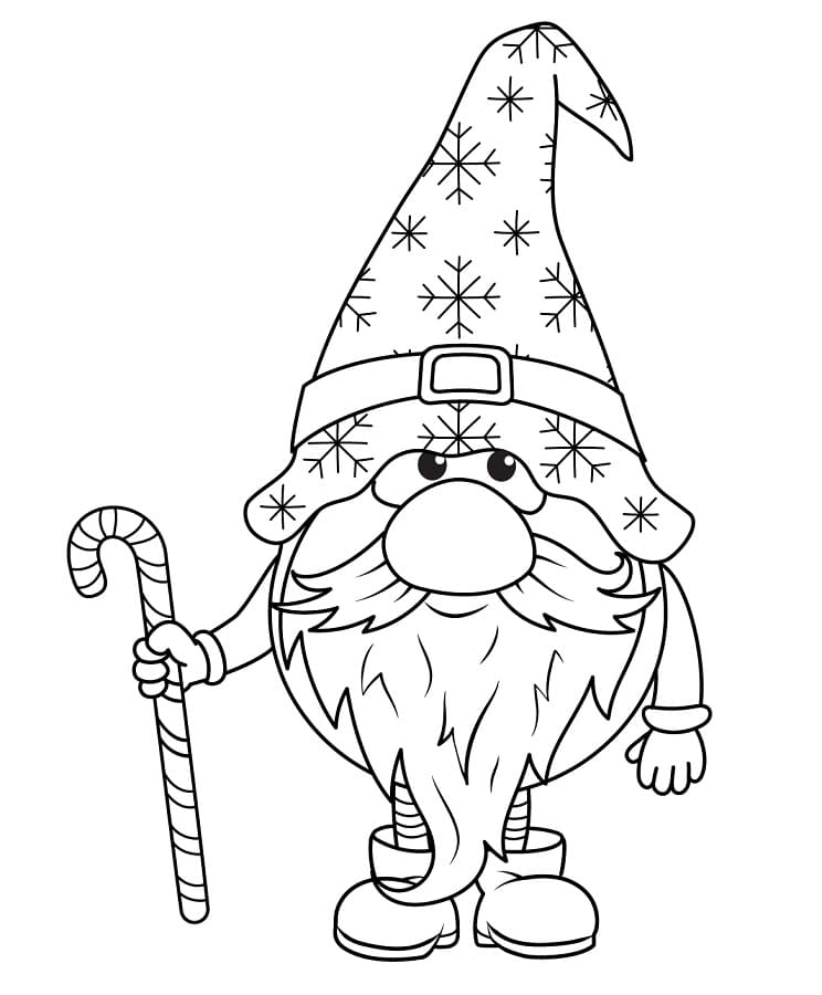 Gnom med sukkerstang fargelegging