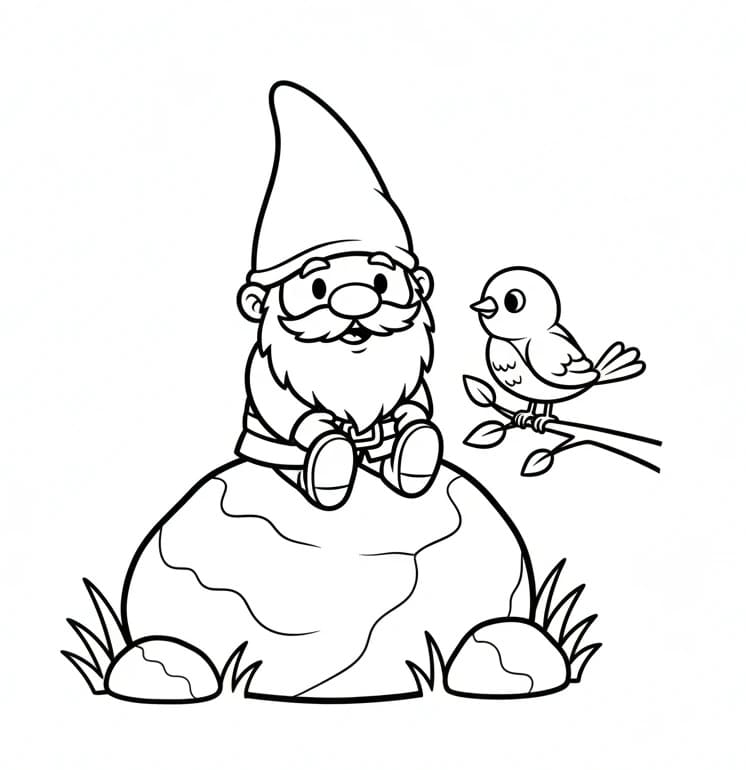 Gnom og fugl fargelegging