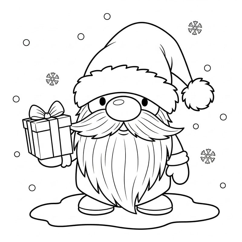 Gnom og julegave fargelegging