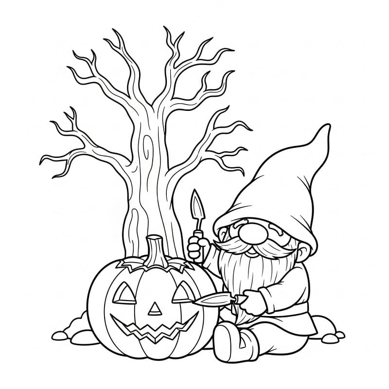 Gnom på halloween fargelegging
