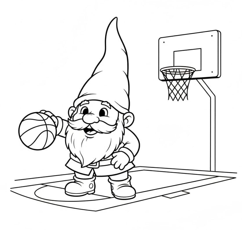 Gnom spiller basketball fargelegging
